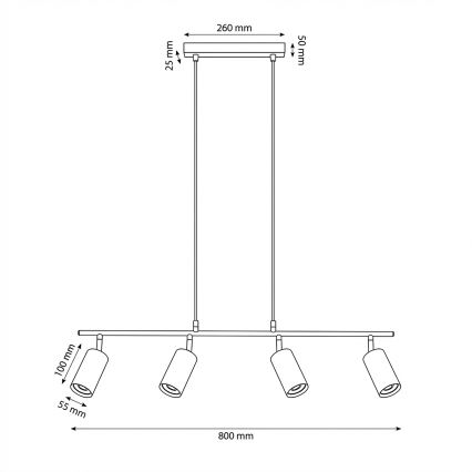 Brilagi - Висящ полилей на кабел SELE 4xGU10/30W/230V черен