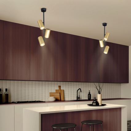 Brilagi - Висящ полилей SELE VERTICAL 3xGU10/30W/230V черен/златист