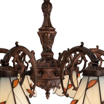 Brilagi - Витражен плафонен полилей в стил Тифани FOLIA 6xE27/60W/230V, диаметър 60 см