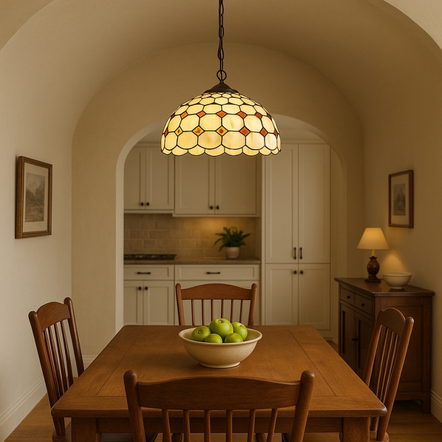 Brilagi - витражен полилей Tiffany на верига DORAN 2xE27/60W/230V