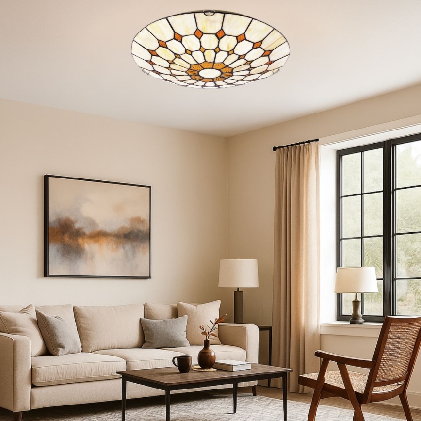 Brilagi - Витражно таванно осветително тяло DORAN в стил Tiffany 2xE27/60W/230V