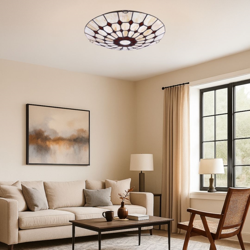 Brilagi - Витражно таванно осветително тяло DORAN в стил Tiffany 2xE27/60W/230V