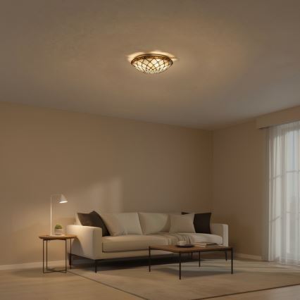 Brilagi - витражно таванно осветително тяло Tiffany IVORY, 2xE27/60W/230V, Ø 40 см