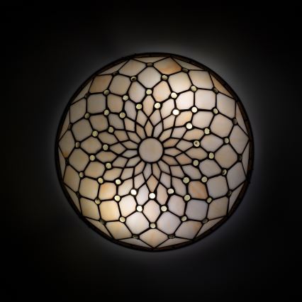 Brilagi - витражно таванно осветително тяло Tiffany IVORY, 2xE27/60W/230V, Ø 40 см