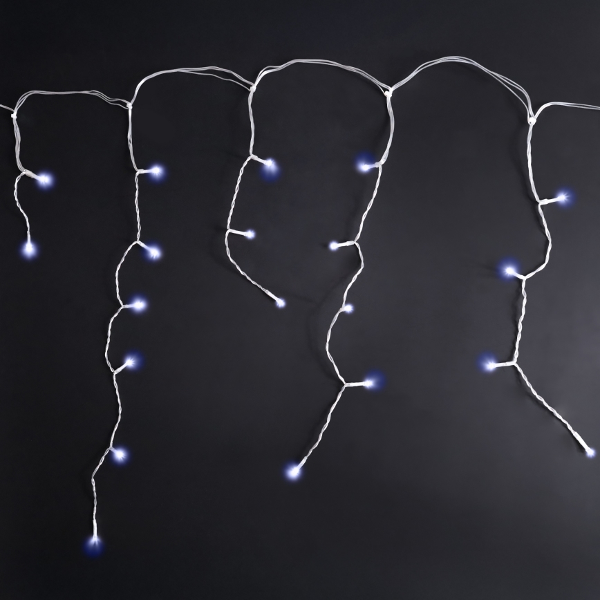 Brilagi - Външен LED низ 200 LED/8 функции, 13 м, IP44, студено бяло, ледени висулки