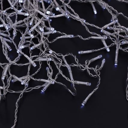 Brilagi - Външен LED низ 200 LED/8 функции, 13 м, IP44, студено бяло, ледени висулки