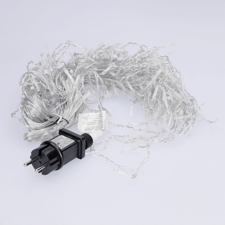 Brilagi - Външен LED низ 200 LED/8 функции, 13 м, IP44, студено бяло, ледени висулки
