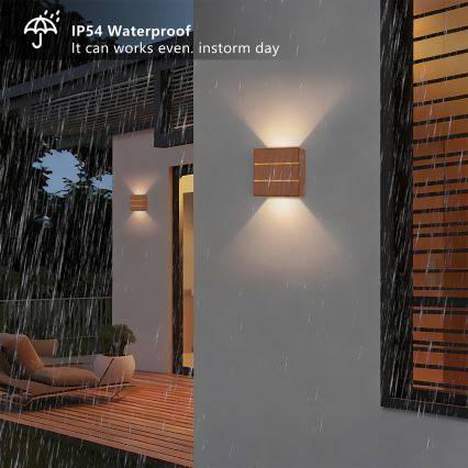 Brilagi - Външен стенен LED аплик DOUBLERAY LINE LED/6W/230V, в дървесен декор, IP54