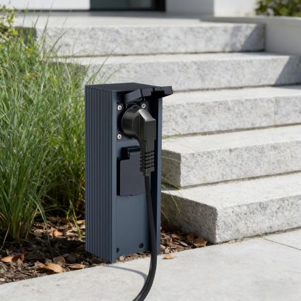 Brilagi - Външен стълб с контакти PILLAR 2 гнезда SCHUKO 230V IP44 антрацит