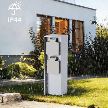 Brilagi - Външен стълб за контакти PILLAR 2Z SCHUKO 230V IP44, сребрист