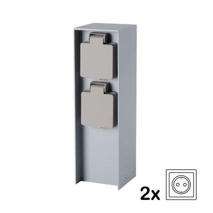 Brilagi - Външен стълб за контакти PILLAR 2Z SCHUKO 230V IP44, сребрист