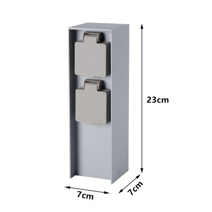 Brilagi - Външен стълб за контакти PILLAR 2Z SCHUKO 230V IP44, сребрист