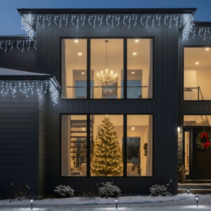 Brilagi - LED външна коледна гирлянда 200xLED/8 режима 13m IP44 студено бяло ледени висулки