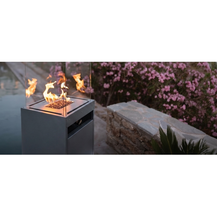 BRILAGI - Външна газова камина FLARO GAS 142x36 см 8kW 1xAAA антрацит + защитен калъф