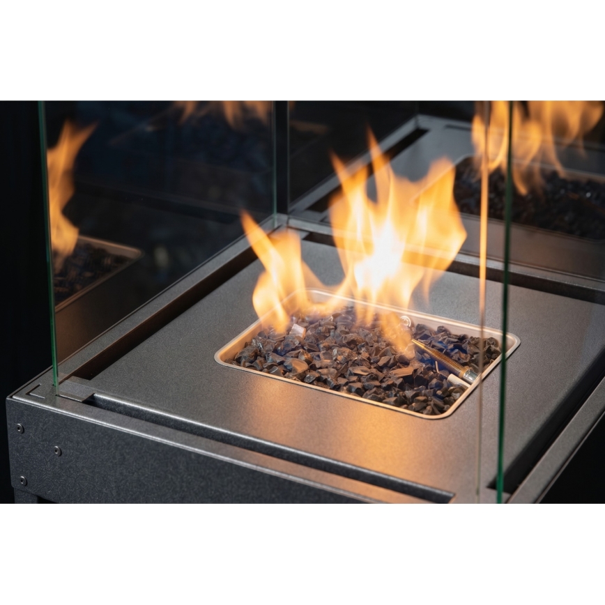 BRILAGI - Външна газова камина FLARO GAS 142x36 см 8kW 1xAAA антрацит + защитен калъф