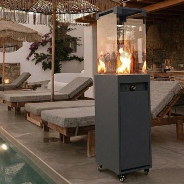 Brilagi - Външна газова камина FLARO GAS 142x36 см 8kW 1xAAA черна + защитен калъф