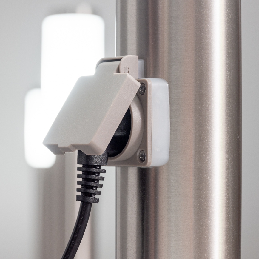 BRILAGI - Външна лампа с вграден контакт ELIA 1xE27/20W/230V IP44 50 см матов хром