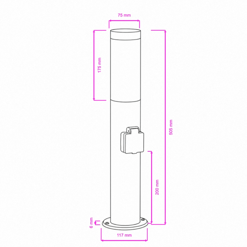 BRILAGI - Външна лампа с вграден контакт ELIA 1xE27/20W/230V IP44 50 см матов хром