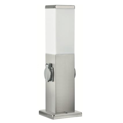 Brilagi - Външна лампа с 2 гнезда SCHUKO NOVA 1xE27/15W/230V 40 cm IP44 матов хром