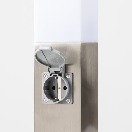 Brilagi - Външна лампа с 2 гнезда SCHUKO NOVA 1xE27/15W/230V 40 cm IP44 матов хром
