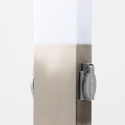 Brilagi - Външна лампа с 2 гнезда SCHUKO NOVA 1xE27/15W/230V 40 cm IP44 матов хром
