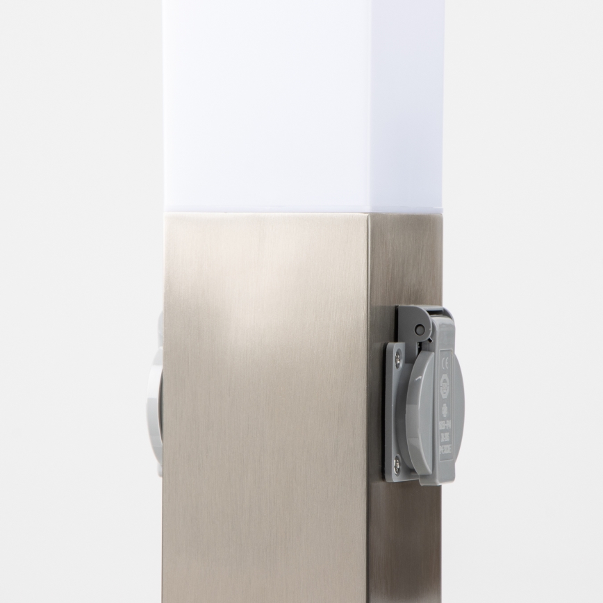 Brilagi - Външна лампа с 2 гнезда SCHUKO NOVA 1xE27/15W/230V 40 cm IP44 матов хром