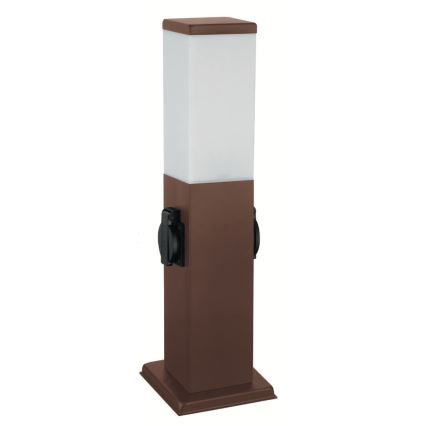 Brilagi - Външна лампа с 2 SCHUKO гнезда NOVA 1xE27/15W/230V 40 cm IP44 кафява