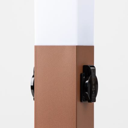 Brilagi - Външна лампа с 2 SCHUKO гнезда NOVA 1xE27/15W/230V 40 cm IP44 кафява