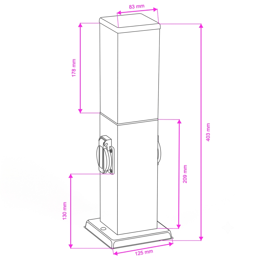 Brilagi - Външна лампа с 2 SCHUKO гнезда NOVA 1xE27/15W/230V 40 cm IP44 кафява