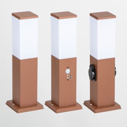 Brilagi - Външна лампа с 2 SCHUKO гнезда NOVA 1xE27/15W/230V 40 cm IP44 кафява