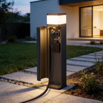 Brilagi - Външна лампа PILLAR с 2 SCHUKO контакта, 1xG9/11W/230V, IP44, антрацит