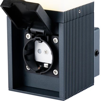 Brilagi - Външна стенна лампа PILLAR със SCHUKO гнездо 1xG9/11W/230V IP44 антрацит