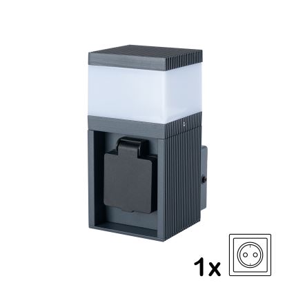 Brilagi - Външна стенна лампа PILLAR със SCHUKO гнездо 1xG9/11W/230V IP44 антрацит