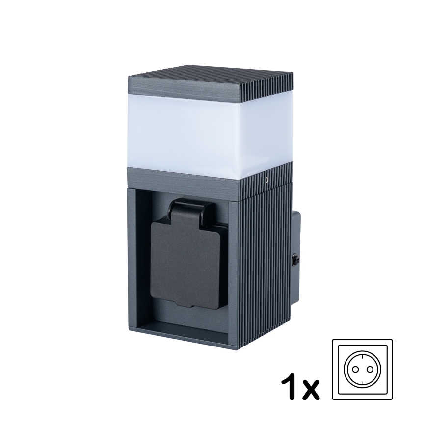 Brilagi - Външна стенна лампа PILLAR със SCHUKO гнездо 1xG9/11W/230V IP44 антрацит