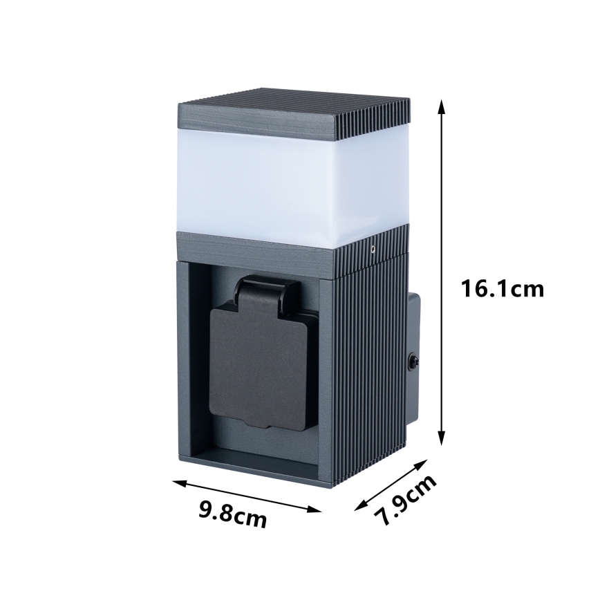 Brilagi - Външна стенна лампа PILLAR със SCHUKO гнездо 1xG9/11W/230V IP44 антрацит