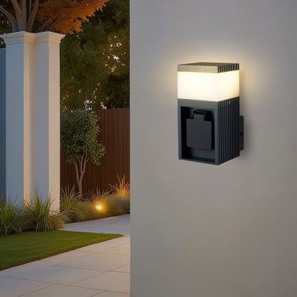 Brilagi - Външна стенна лампа PILLAR със SCHUKO гнездо 1xG9/11W/230V IP44 антрацит