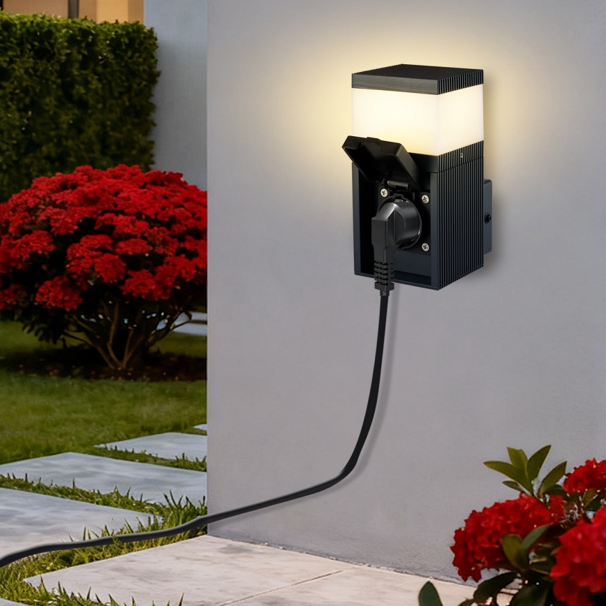 Brilagi - Външна стенна лампа PILLAR със SCHUKO гнездо 1xG9/11W/230V IP44 антрацит