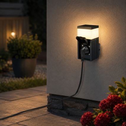 Brilagi - Външна стенна лампа PILLAR със SCHUKO гнездо 1xG9/11W/230V IP44 антрацит