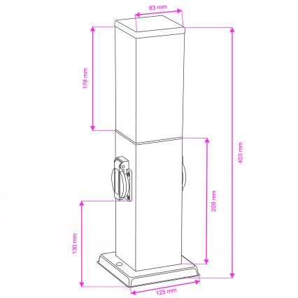 Brilagi - Външна лампа NOVA с 2 гнезда SCHUKO 1xE27/15W/230V 40 см IP44 антрацит