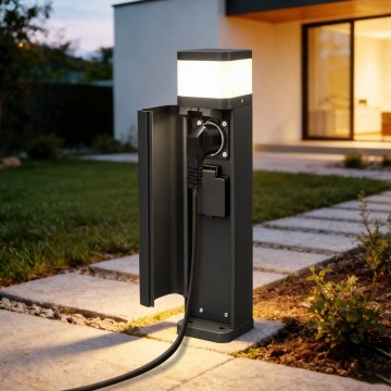 BRILAGI - Външна лампа с 2 гнезда SCHUKO PILLAR 1xG9/11W/230V IP44 черна