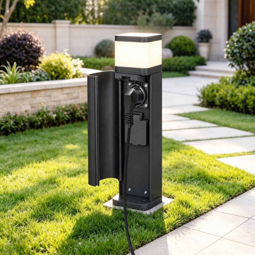BRILAGI - Външна лампа с 2 гнезда SCHUKO PILLAR 1xG9/11W/230V IP44 черна