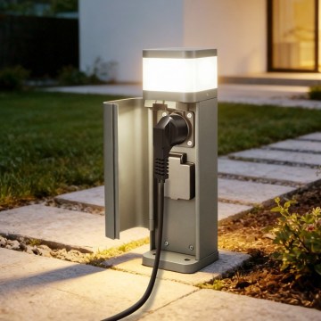 BRILAGI - Външна лампа с 2 гнезда SCHUKO PILLAR 1xG9/11W/230V IP44 сива