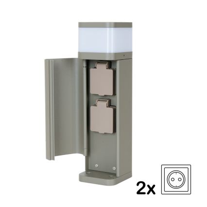 BRILAGI - Външна лампа с 2 гнезда SCHUKO PILLAR 1xG9/11W/230V IP44 сива