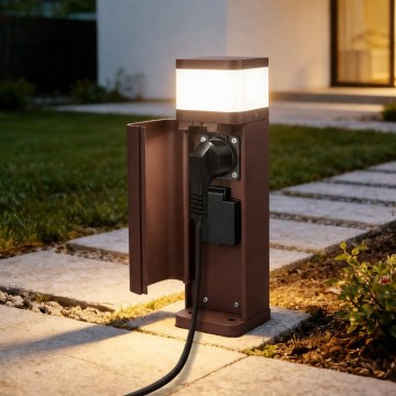 BRILAGI - Външна лампа с 2 гнезда SCHUKO PILLAR 1xG9/11W/230V IP44 кафява