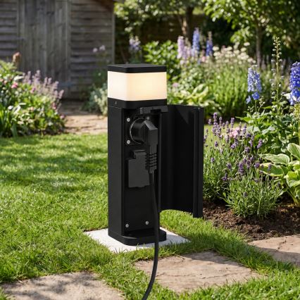 BRILAGI - Външна лампа с 2 SCHUKO гнезда PILLAR 1xG9/11W/230V IP44 черна