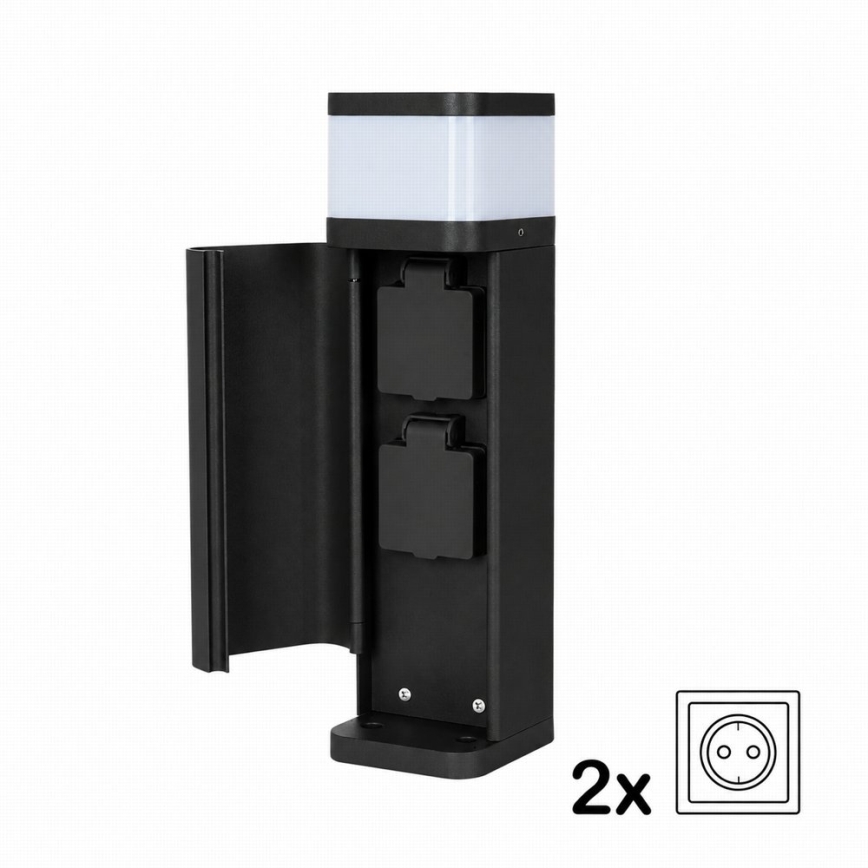 BRILAGI - Външна лампа с 2 SCHUKO гнезда PILLAR 1xG9/11W/230V IP44 черна