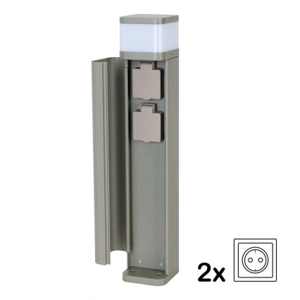 BRILAGI - Външна лампа с 2 SCHUKO гнезда PILLAR 1xG9/11W/230V IP44 сива