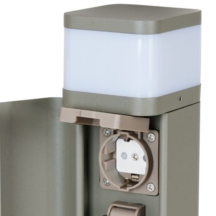BRILAGI - Външна лампа с 2 SCHUKO гнезда PILLAR 1xG9/11W/230V IP44 сива
