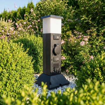 Brilagi - Външна лампа с 2 SCHUKO контакта 1xE14/15W/230V IP44 черна