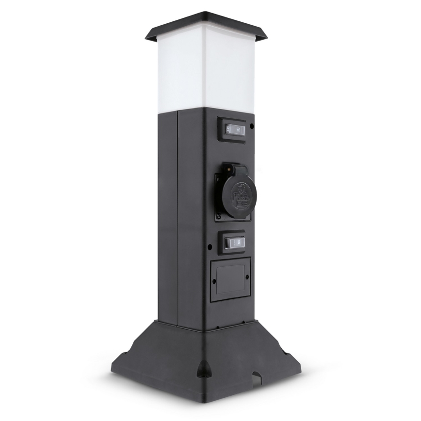 Brilagi - Външна лампа с 2 SCHUKO контакта 1xE14/15W/230V IP44 черна